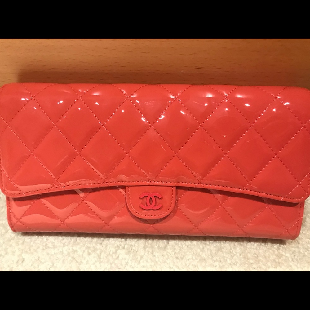 Chanel patent leather travel wallet